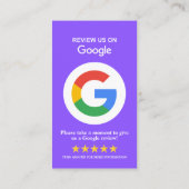 Google-Reviewen | Business Review US Paarse QR-cod Visitekaartje (Achterkant)