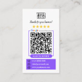 Google-Reviewen | Business Review US Paarse QR-cod Visitekaartje (Voorkant)