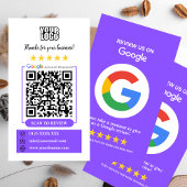 Google-Reviewen | Business Review US Paarse QR-cod Visitekaartje