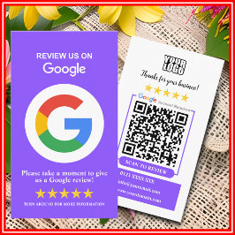 Google-Reviewen | Business Review US Paarse QR-cod Visitekaartje