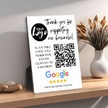 Google Reviewen Dank u Logo QR code Fotoplaat<br><div class="desc">Moderne,  trendy Google Reviewen aanvragen plaquette. Design beschikt over trendy typografie script '' bedankt voor het ondersteunen van onze business'' met uw logo,  website,  google logo en qr code met review verzoek.</div>