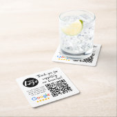 Google Reviewen Dank u Logo QR code Kartonnen Onderzetters (Insitu)