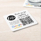 Google Reviewen Dank u Logo QR code Kartonnen Onderzetters (Schuin)