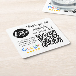 Google Reviewen Dank u Logo QR code Kartonnen Onderzetters