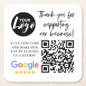 Google Reviewen Dank u Logo QR code Kartonnen Onderzetters (Voorkant)