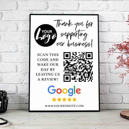 Google Reviewen Dank u Logo QR code Poster