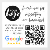 Google Reviewen Dank u Logo QR code Raamsticker (Vel)
