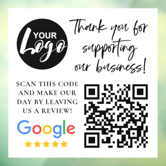 Google Reviewen Dank u Logo QR code Raamsticker (Vel 3)