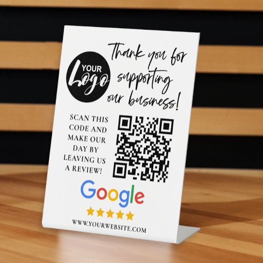 Google Reviewen Dank u Logo QR code Reclamebord Met Voetstuk
