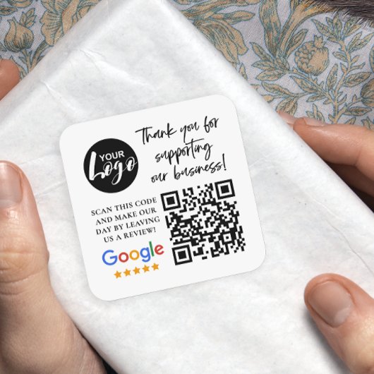 Google Reviewen Dank u Logo QR code Vierkante Sticker