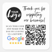 Google Reviewen Dank u Logo QR code Vierkante Sticker (Voorkant)