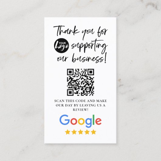 Google Reviewen Dank u Logo QR code Visitekaartje (Voorkant)