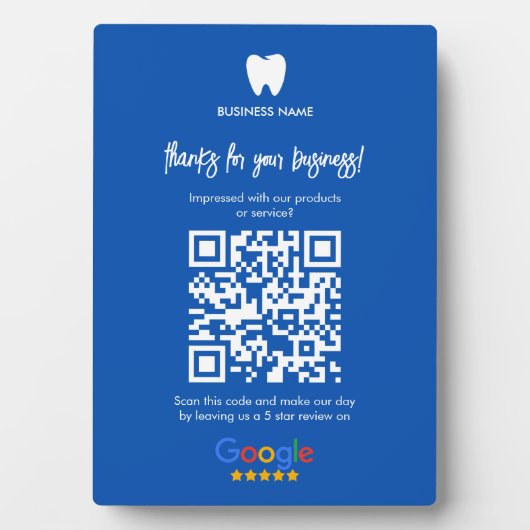 Google Reviewen Dentist Business Link QR Code Fotoplaat (voorkant)