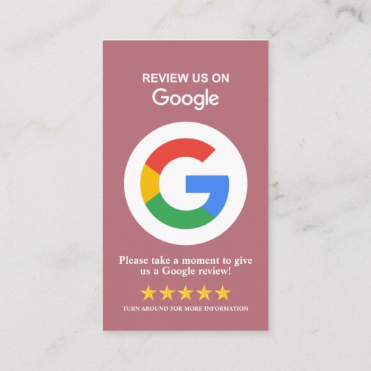 Google-Reviewen | Laat een Review Roos Gold QR Cod Visitekaartje (Achterkant)