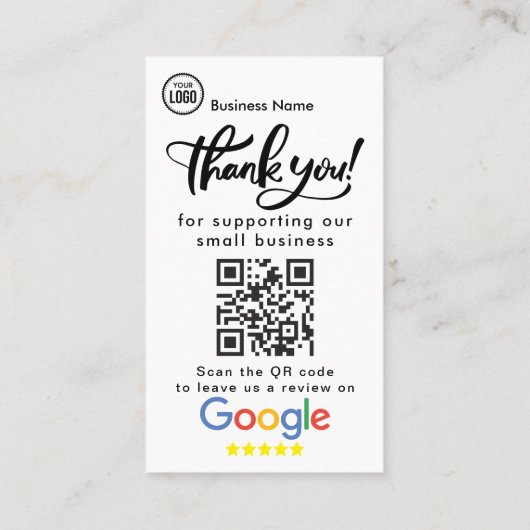 Google-Reviewen met dank en QR-code Visitekaartje (Achterkant)