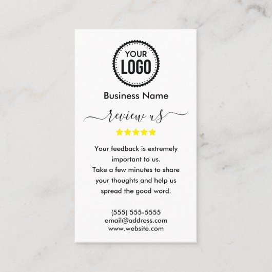 Google-Reviewen met dank en QR-code Visitekaartje (Voorkant)