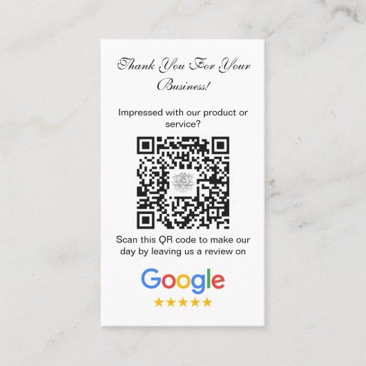 Google Reviewen met dank en QR-code Visitekaartje (Voorkant)
