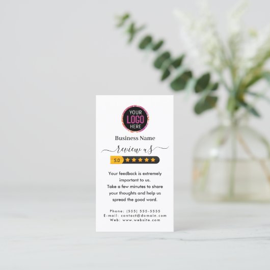 Google-Reviewen met dank en QR-code Visitekaartje (Staand voorkant)