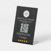 Google Reviewen met Link QR Code Zwart Reclamebord Met Voetstuk (Voorkant)