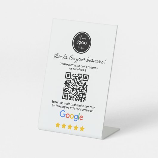 Google Reviewen met QR Link Code Reclamebord Met Voetstuk (Voorkant)