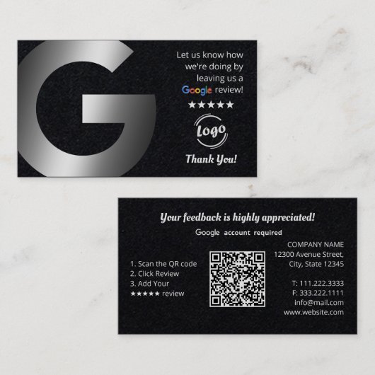 Google Reviewen Premium QR Visitekaartje (Voorkant / Achterkant)