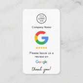 Google Reviewen QR Code Business Review US Visitekaartje (Voorkant)