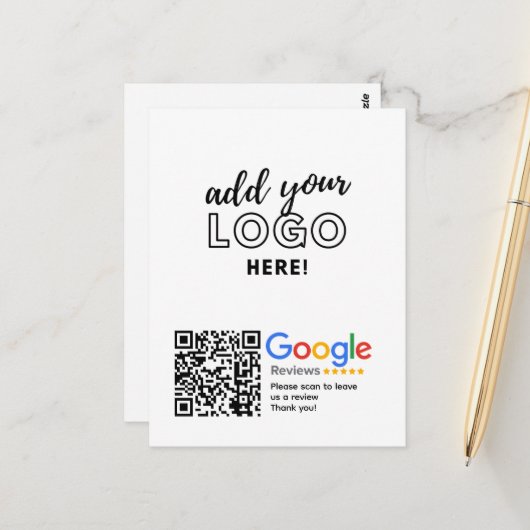 GOOGLE REVIEWEN QR-code Custom Branded Briefkaart (Voorkant / Achterkant in situ)