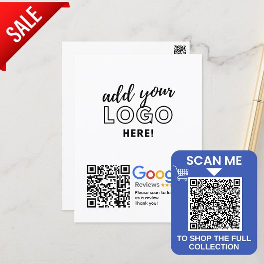 GOOGLE REVIEWEN QR-code Custom Branded Briefkaart