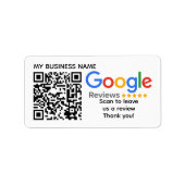 GOOGLE REVIEWEN QR-code Custom Branded Etiket (Voorkant)