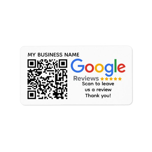 GOOGLE REVIEWEN QR-code Custom Branded Etiket (Voorkant)