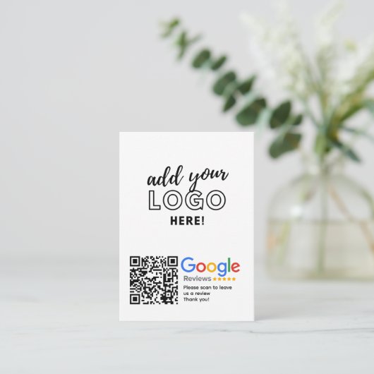 GOOGLE REVIEWEN QR-code Custom Branded Informatiekaartje (Staand voorkant)