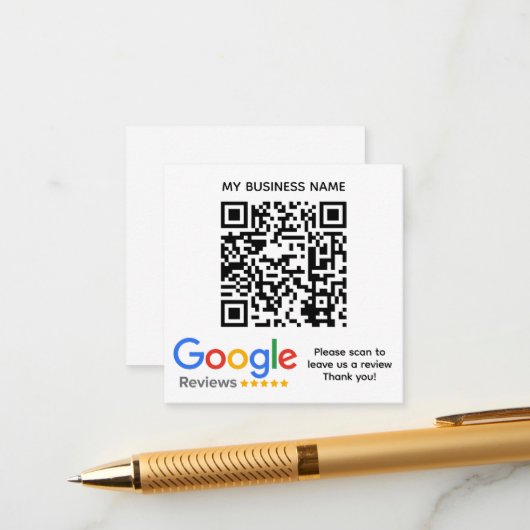GOOGLE REVIEWEN QR-code Custom Branded Informatiekaartje (Voorkant / Achterkant in situ)