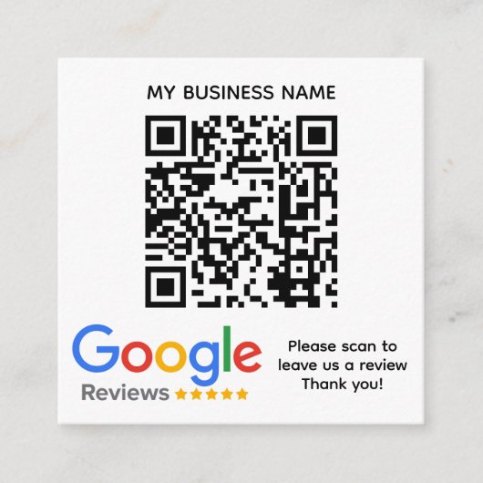 GOOGLE REVIEWEN QR-code Custom Branded Informatiekaartje (Voorkant)