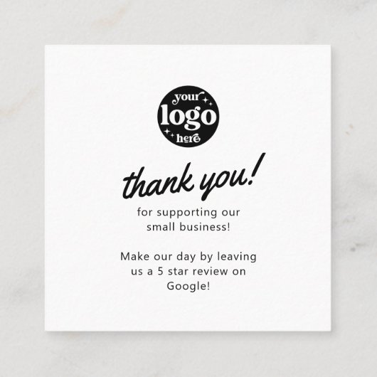 Google Reviewen QR Code Modern Company Logo Vierkante Visitekaartje (Achterkant)