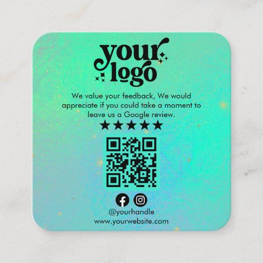 Google Reviewen QR Code Modern Logo Business Revie Informatiekaartje (Voorkant)