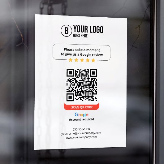 Google Reviewen QR Code Rate Mijn Bedrijf 5 Sterre Raamsticker