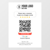 Google Reviewen QR Code Rate Mijn Bedrijf 5 Sterre Raamsticker (Vel)