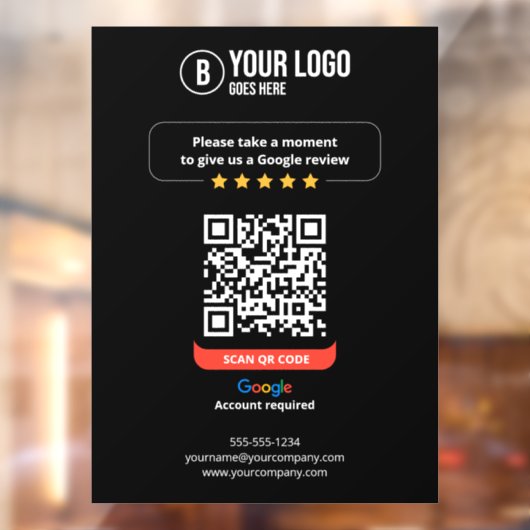 Google Reviewen QR Code Rate Mijn Bedrijf 5 Sterre Raamsticker (Vel 2)