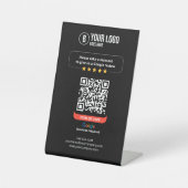 Google Reviewen QR Code Rate Mijn Bedrijf 5 Sterre Reclamebord Met Voetstuk (Voorkant)