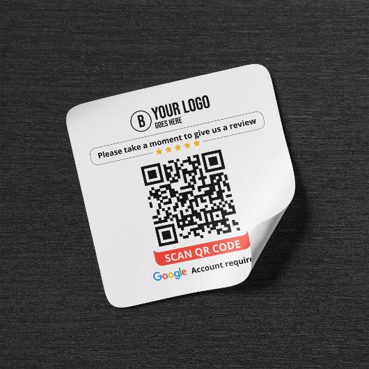 Google Reviewen QR Code Rate Mijn Bedrijf 5 Sterre Vierkante Sticker