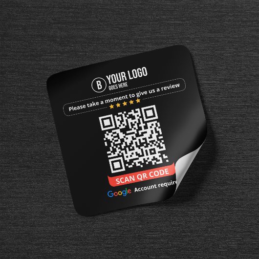 Google Reviewen QR Code Rate Mijn Bedrijf 5 Sterre Vierkante Sticker