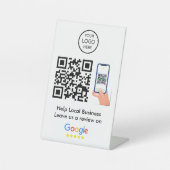Google-Reviewen | QR-code zakelijke feedback Reclamebord Met Voetstuk (Voorkant)