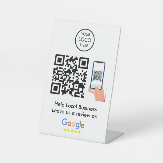 Google-Reviewen | QR-code zakelijke feedback Reclamebord Met Voetstuk (Voorkant)