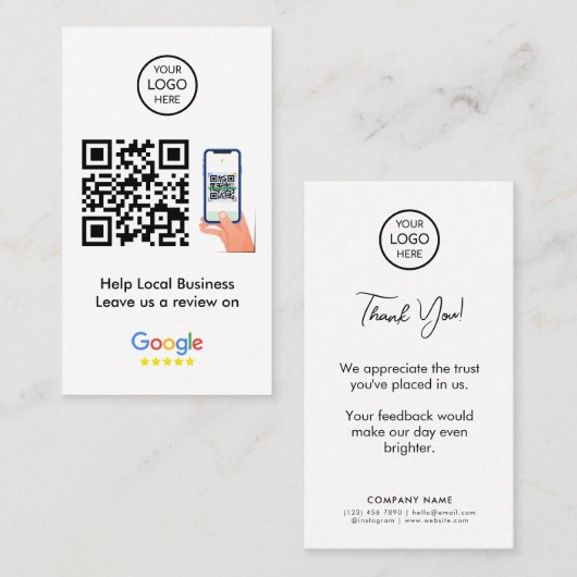 Google-Reviewen | QR-code zakelijke feedback Visitekaartje (Voorkant / Achterkant)