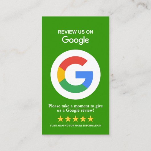Google-Reviewen Visitekaartje (Achterkant)