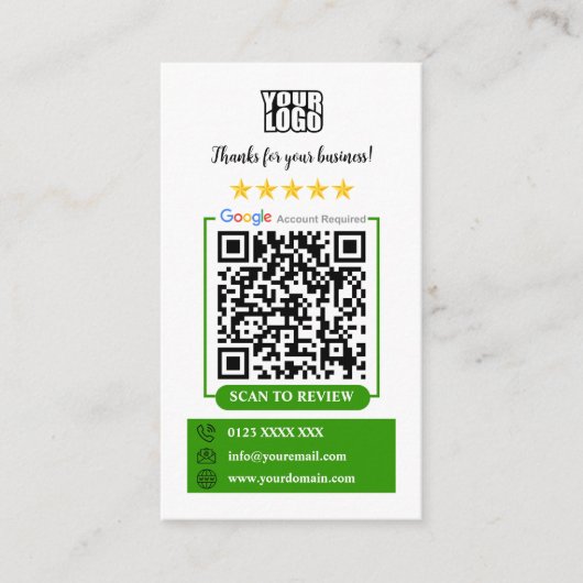 Google-Reviewen Visitekaartje (Voorkant)
