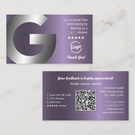 Google-Reviewen Visitekaartje (Voorkant / Achterkant)