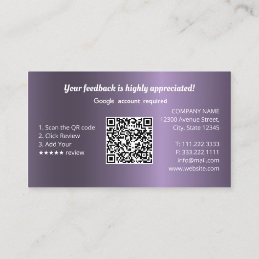 Google-Reviewen Visitekaartje (Achterkant)