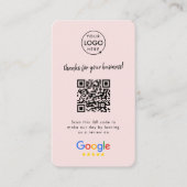 Google-Reviewen | Zakelijke Review - Blush roze QR Visitekaartje (Voorkant)