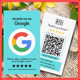 Google-Reviewen | Zakelijke Review Turquoise QR Co Visitekaartje